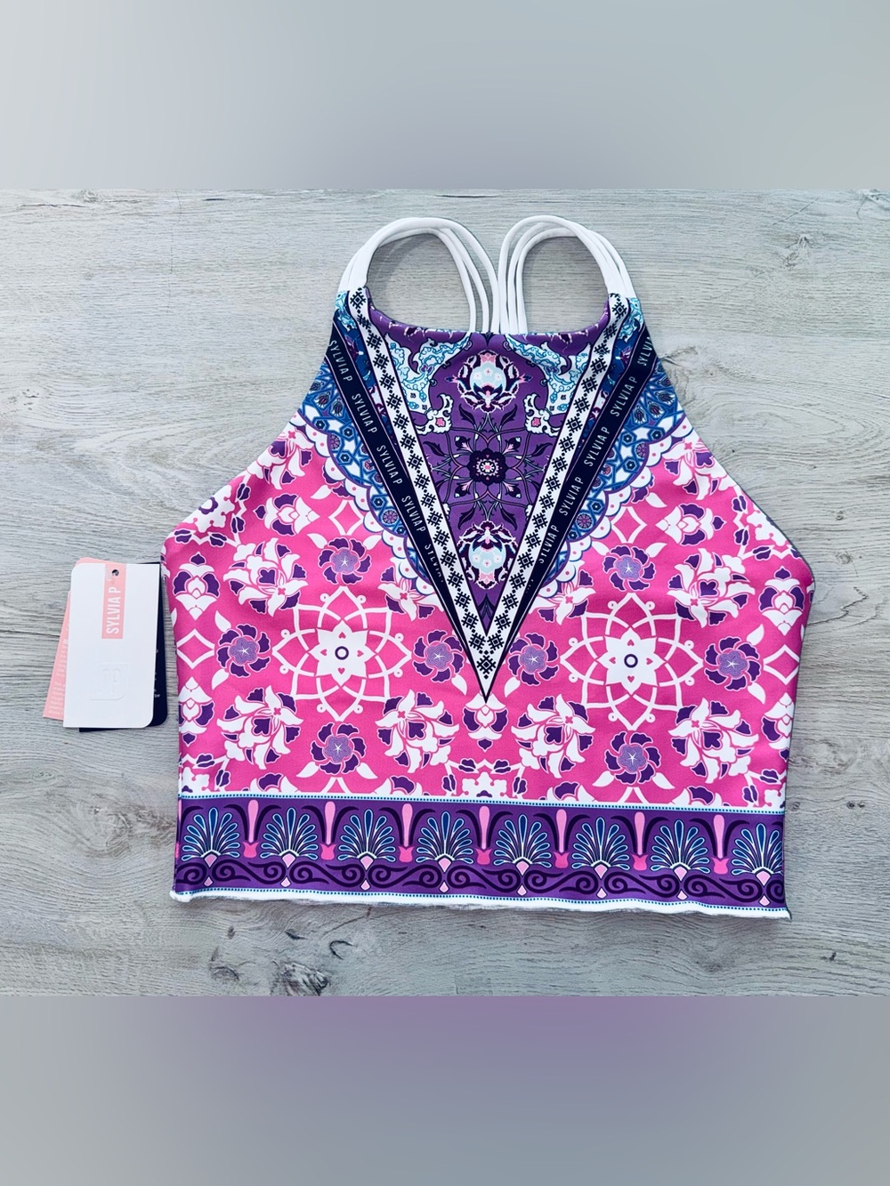 Sylvia P-Gymnastics Reversible Pink & Purple Accented Crop Top - Athletic Wear